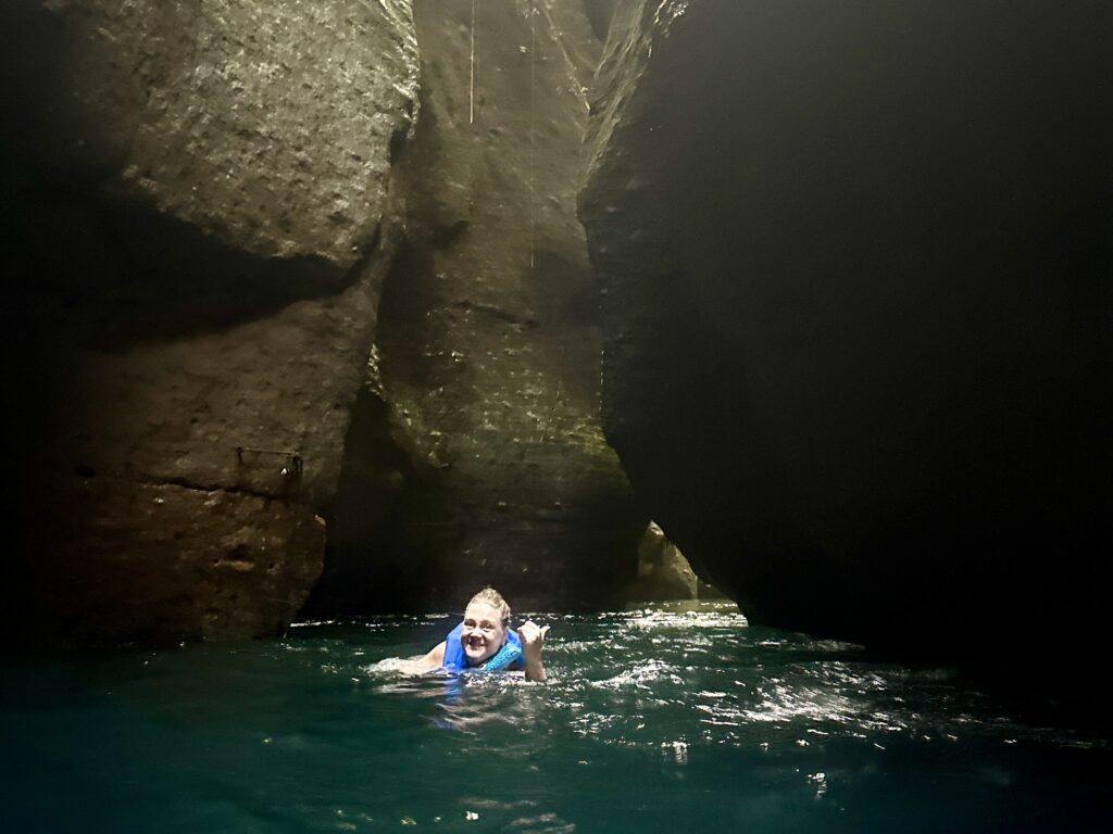 Swimming through Titou Gorge in Dominica