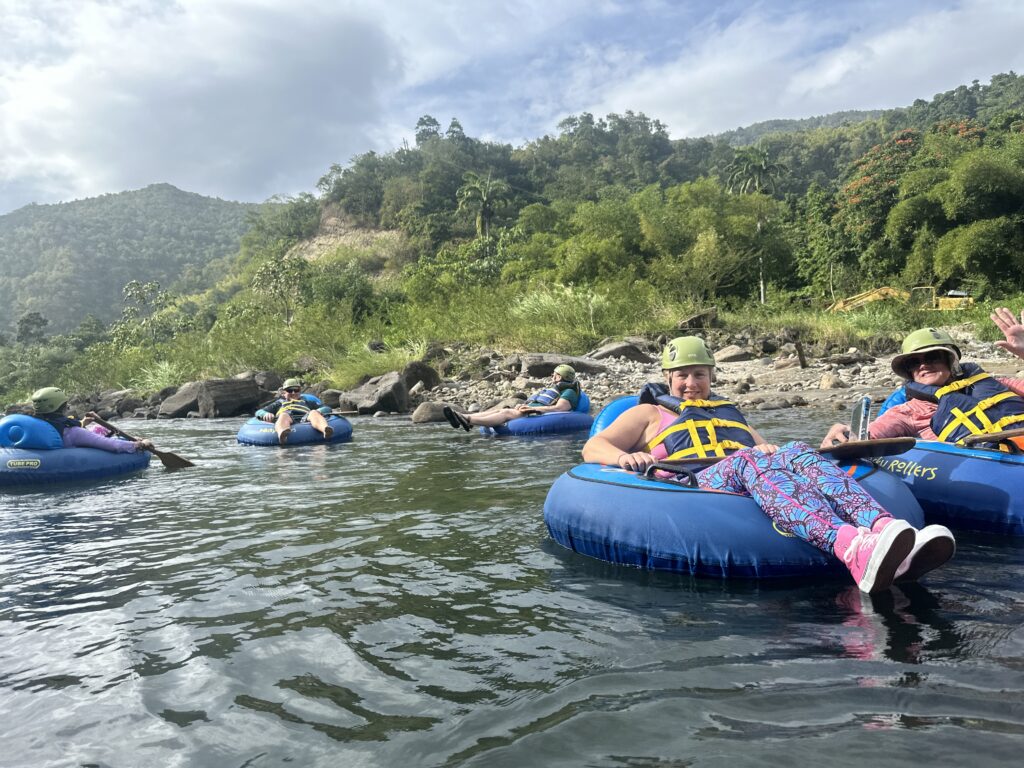 River tubing through the rainforest in Dominica