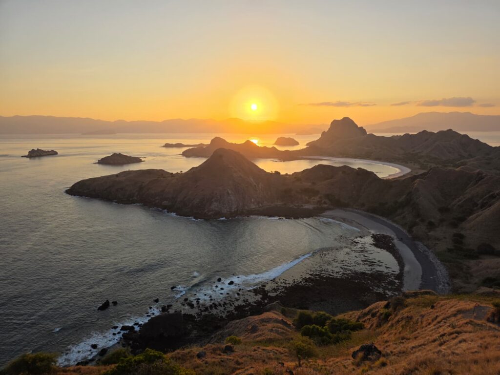 View of the islands and turquoise water from Padar Island in Komodo National Park
