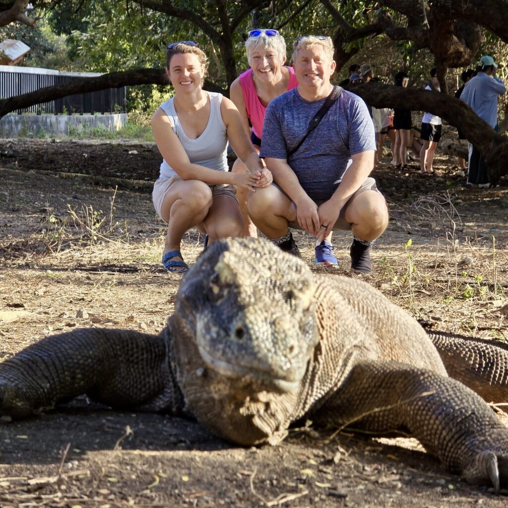 GAS Divers group visiting Komodo National Park with a Komodo dragon nearby